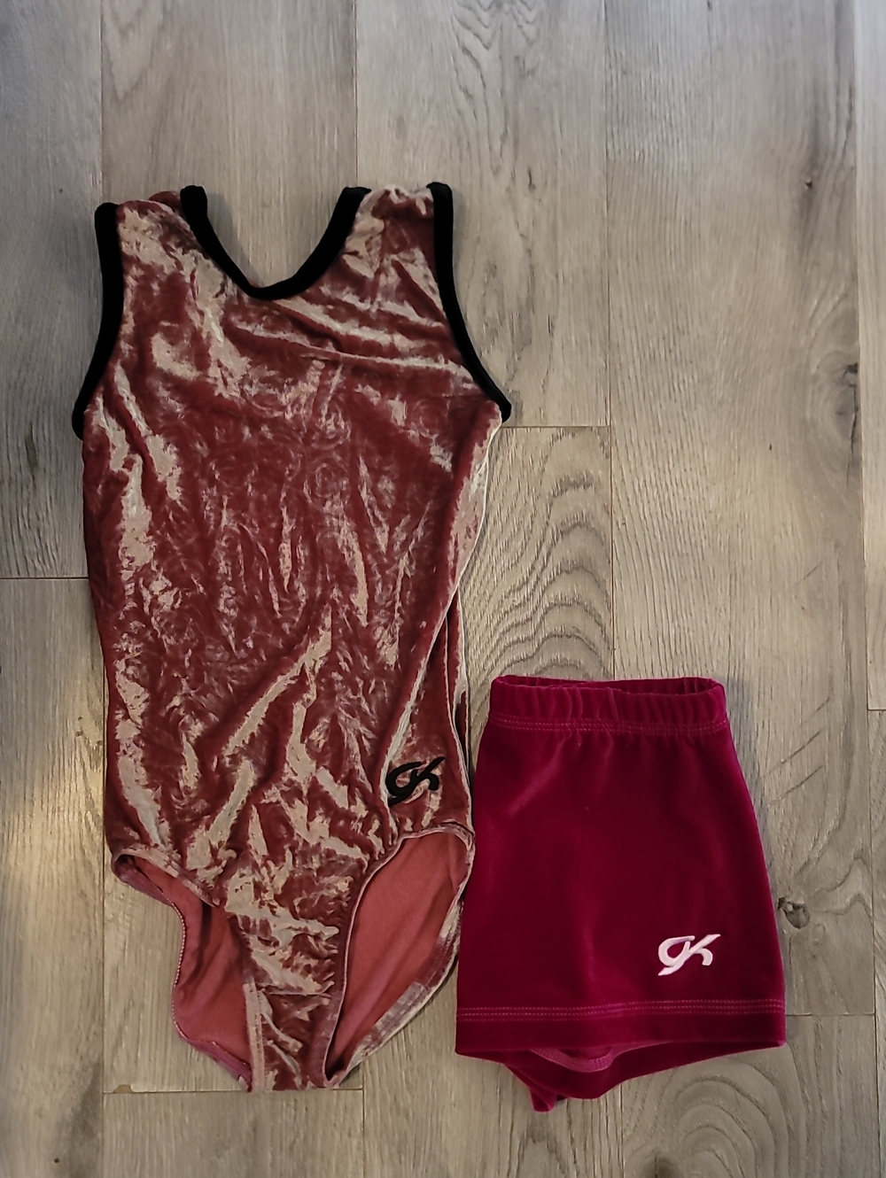 New GK Elite Shorts & Leotard Crushed Velvet SO SOFT &  Lightweight Adult Med.